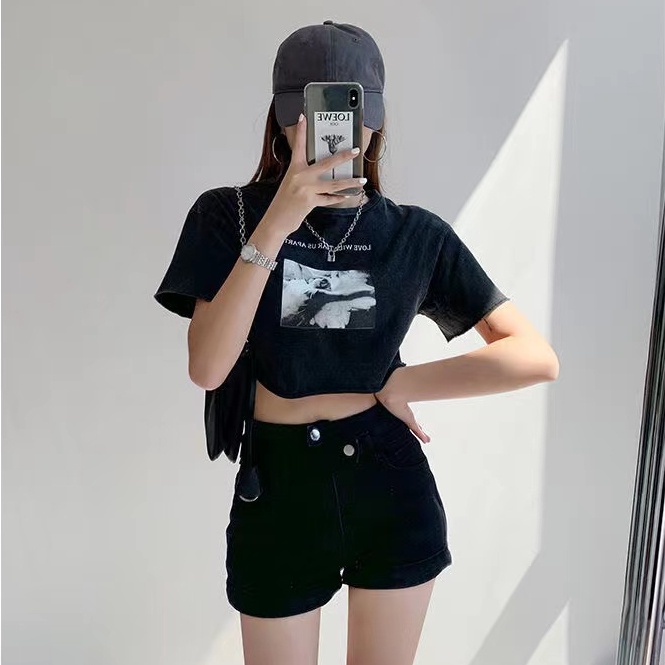 Quần Short Denim Mỏng Lưng Cao Gợi Cảm Mùa Hè Kiểu Mới Cho Nữ