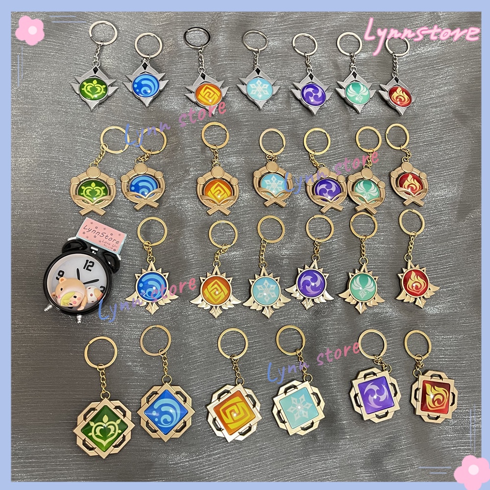 Móc khóa tác động Genshin phát sáng mới Phim hoạt hình Zhongli Hutao Klee Xiao Keqing Vision Eye Of God Keyring Thời trang Phụ kiện xe hơi Đồ trang trí Túi sáng tạo Quà tặng