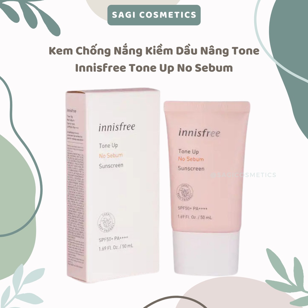 kem chống nắng nâng tone da 𝐈𝐍𝐍𝐈𝐒𝐅𝐑𝐄𝐄 𝐓𝐎𝐍𝐄 𝐔𝐏 𝐍𝐎 𝐒𝐄𝐁𝐔𝐌 𝐒𝐏𝐅𝟓𝟎+ 𝐏𝐀++++