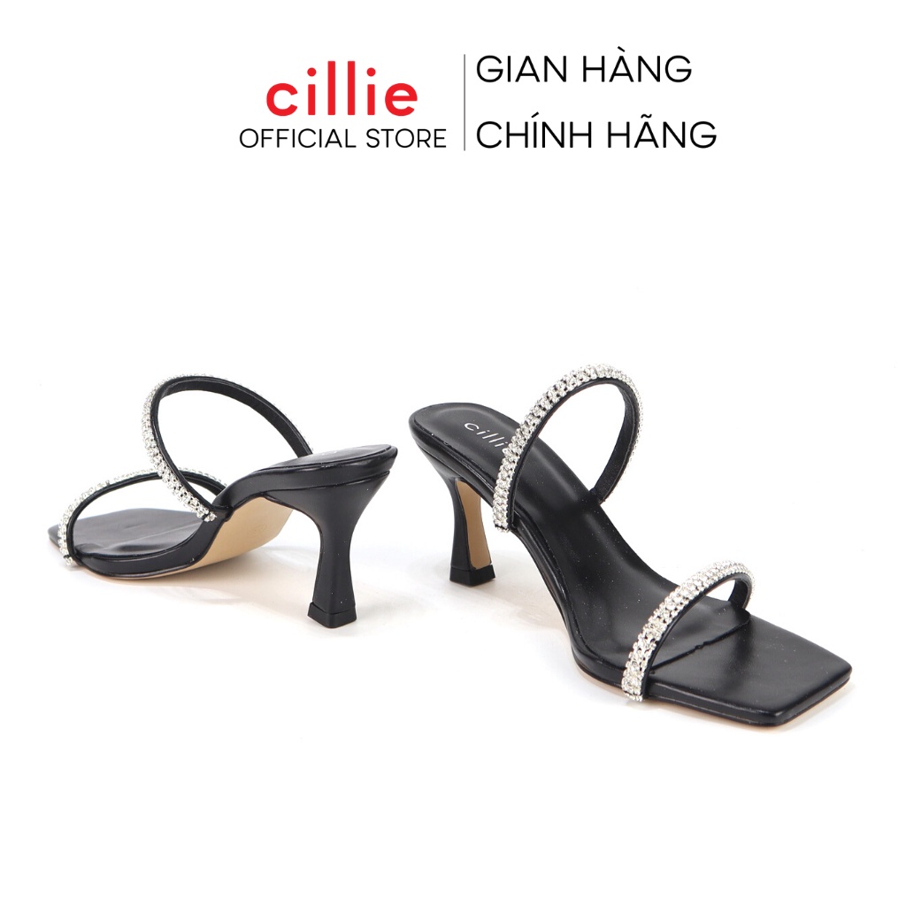 Guốc nữ quai mảnh đính đá sang trọng gót nhọn thanh lịch cao 7cm đi tiệc dạo phố Cillie 1018