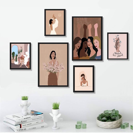 [HỎA TỐC HCM] Set Bộ 6 tranh treo tường hiện đại tặng kèm phụ kiện BINBIN TX004 | BigBuy360 - bigbuy360.vn