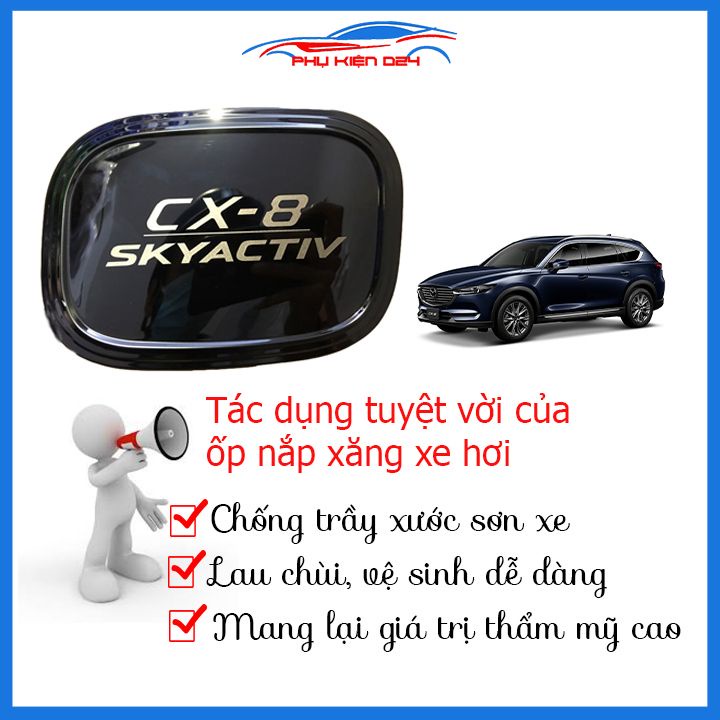 Ốp nắp bình xăng CX8, CX-8 2019-2020-2021 vân titan chống trầy trang trí ô tô