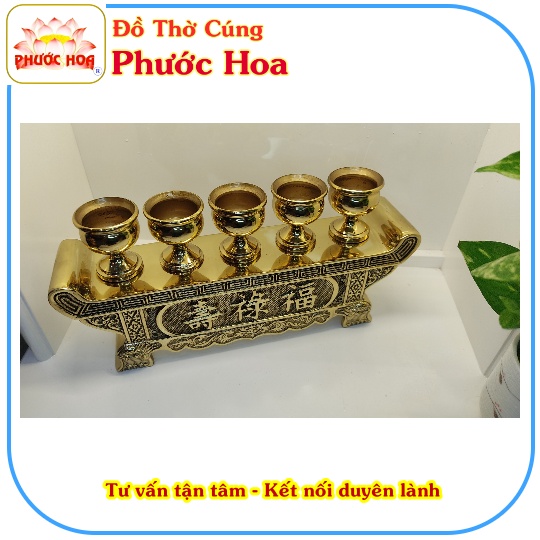 Áng 5 Phúc Lộc Thọ 27cm+ Bộ 5 ly cúng - Thần Tài - Đồ đồng Vĩnh Tiến - Phong Thuỷ - Bàn Thờ Đẹp - Đồ Thờ Cúng Phước Hoa