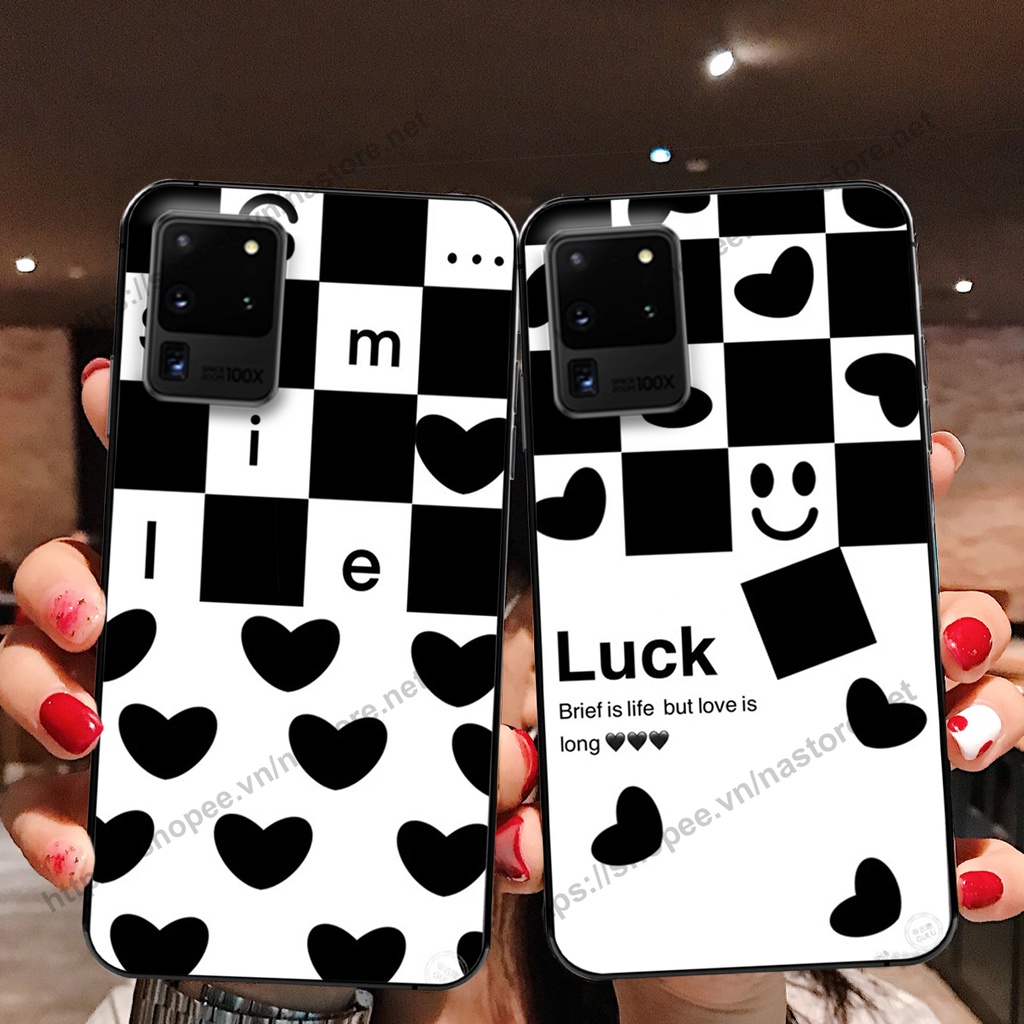 Ốp lưng Samsung S20 / S20 Plus / S20+ / S20 FE / S20 Ultra trái tim họa tiết caro, mikey họa tiết beabrick kaws cute