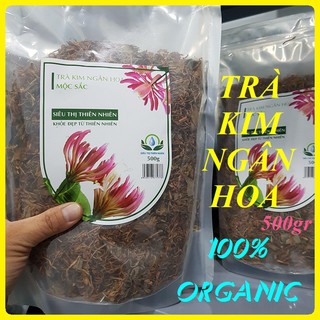 Trà Kim Ngân sấy khô MỘC SẮC 500gr [Chính Hãng] Giảm cholesterol, Trị ho, Trị viêm loét dạ dày, Lợi tiểu