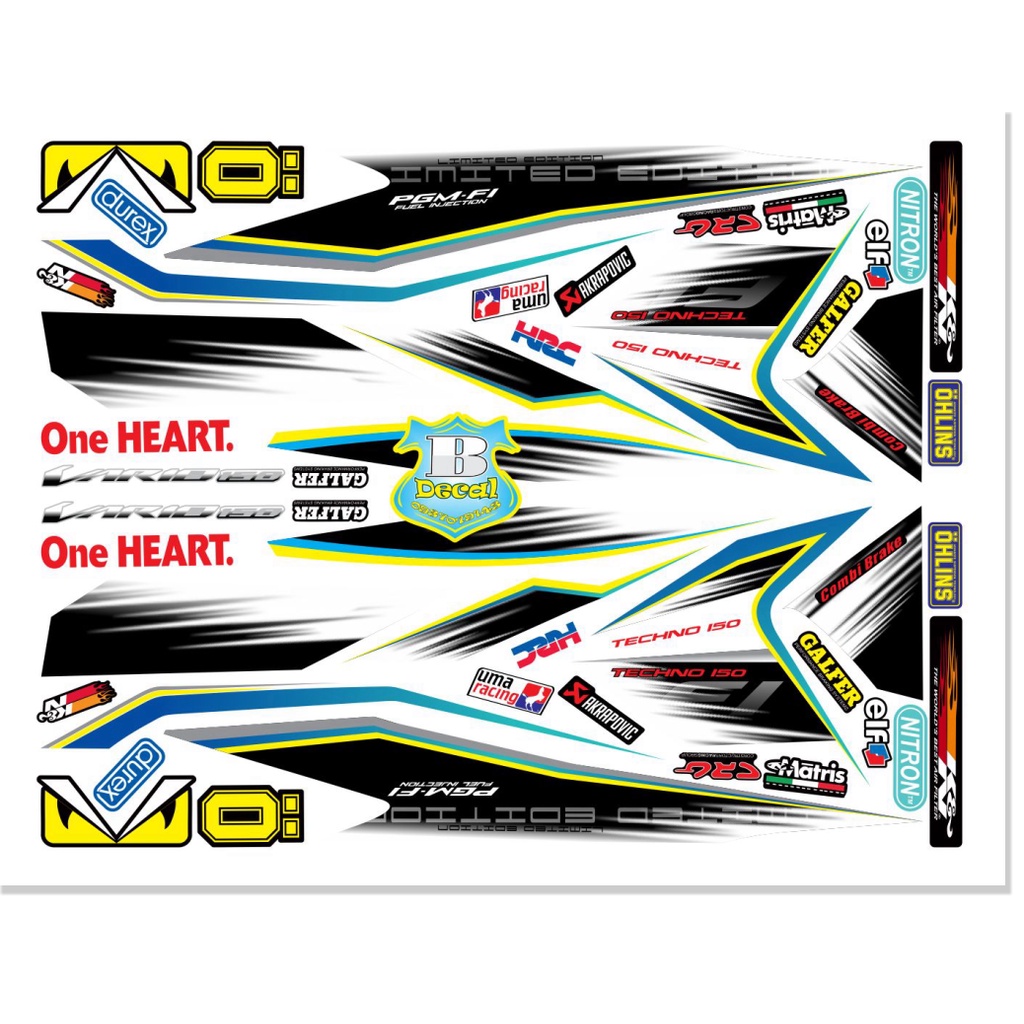 ( Quí khách vui lòng mang ra tiệm cho thợ dán ) Tem vario 150 FI trắng