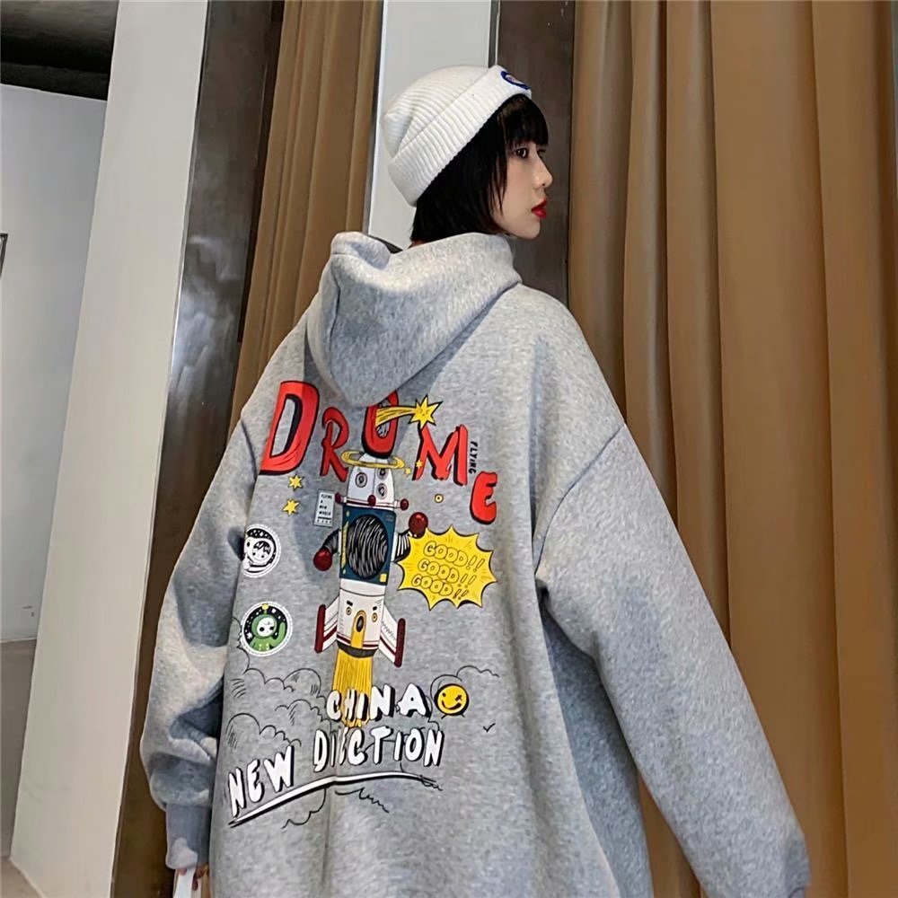 Áo hoodie tay dài dáng rộng in hình tên lửa gồm 3 màu sắc | BigBuy360 - bigbuy360.vn
