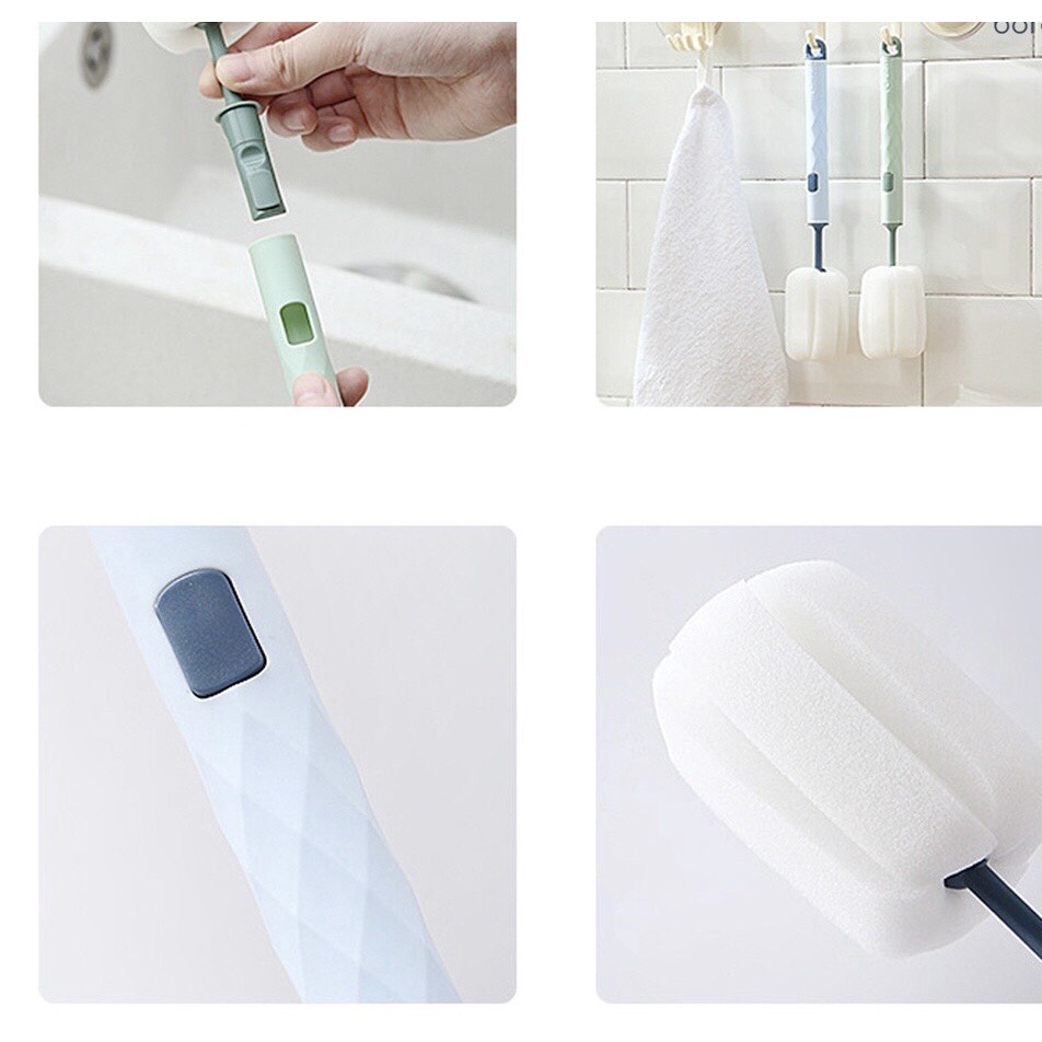Cọ rửa bình sữa mút xốp, đầu mút có thể thay thế