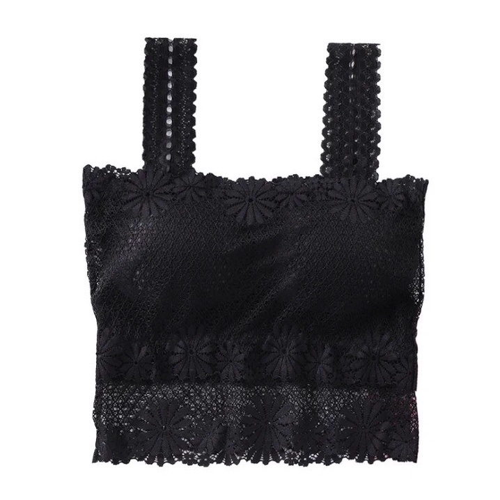 Áo ngực nữ Áo Bra Nữ Ren Hoa Lá Dáng Lửng Sexy 2 dây không gọng nâng ngực co giãn freesize AL7