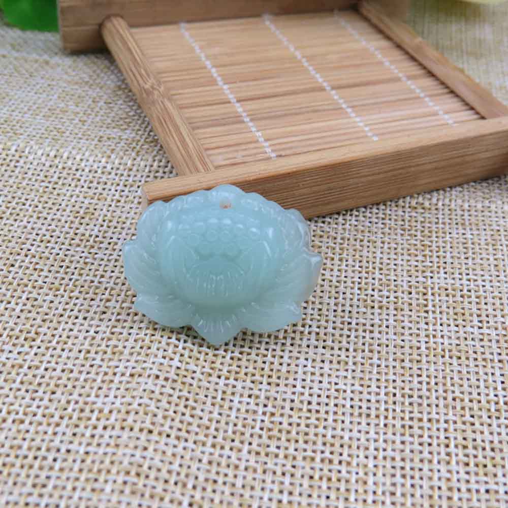 Set 2 dây chuyền mặt đá khắc hoa sen đơn giản thời trang