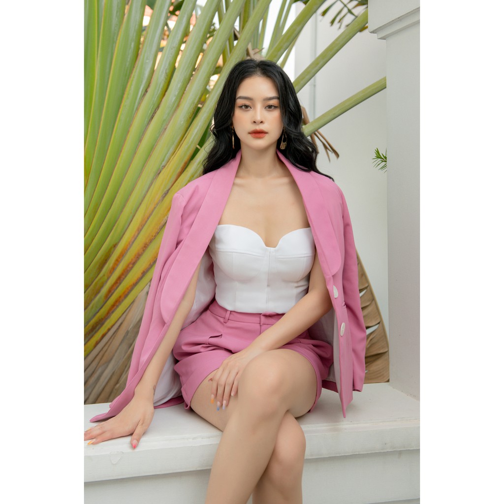 RECHIC Áo Vest Rago màu tím tay dài xinh xắn trẻ trung thời thượng