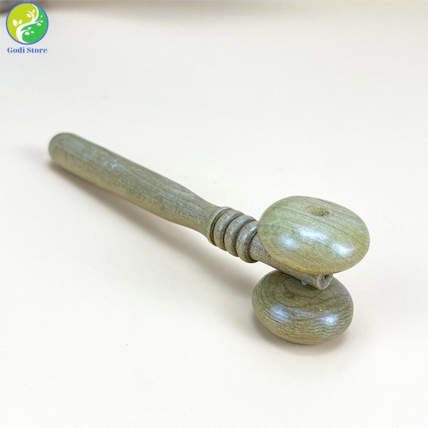 Cây Lăn Mát Xa Mặt, Mũi Cánh Gà Bằng Gỗ Thơm, Hai Bánh Xe Lăn Tròn Giúp Nâng Cơ Mặt Và Thon Gọn Mũi - G80