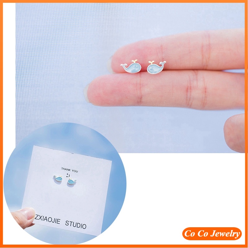 Cá Heo Bông Tai Stud Earrings Korean Style Whale Earring Women Fashion Jewelry Gifts
