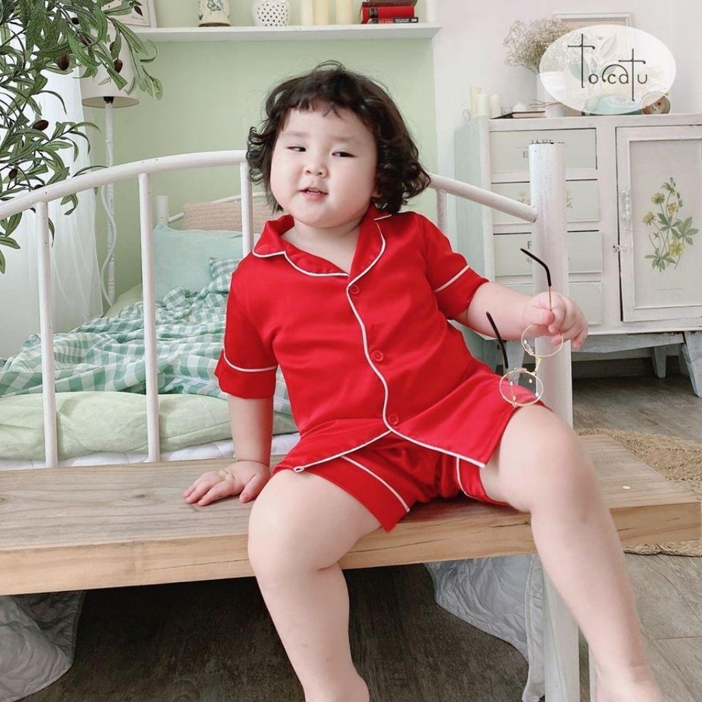 [HÀNG LOẠI 1]PIJAMA Trẻ Em Lụa  Cộc Tay Cực Kì Mềm Mại Và Thoải Mái Cho Bé Từ 6 Tháng Đến 10 Tuổi