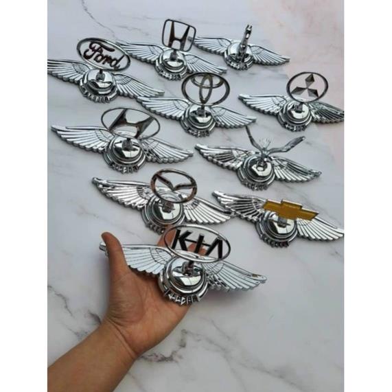 Logo mui ô tô cánh chim 2 màu VÀNG BẠC loại lớn dán nắp capo đủ hãng xe hơi DÒNG CAO CẤP PHỦ BÓNG