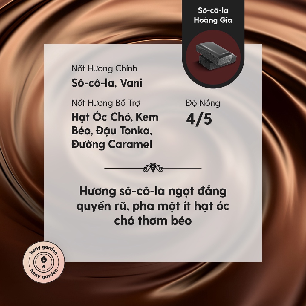 Tinh Dầu Phối Hương Royal Chocolate (Ngọt) Xông Thơm Phòng, Làm Nến Thơm Thiên Nhiên Heny Garden 10mL