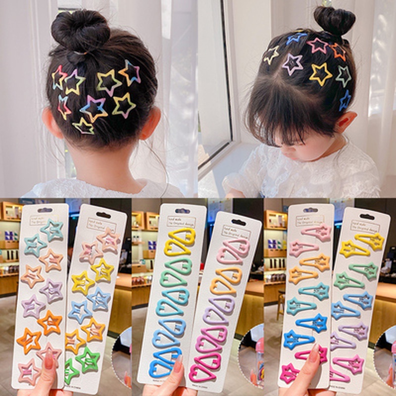 Bộ Kẹp Tóc Hình Ngôi Sao / Bướm Màu Sắc Dễ Thương Xinh Xắn