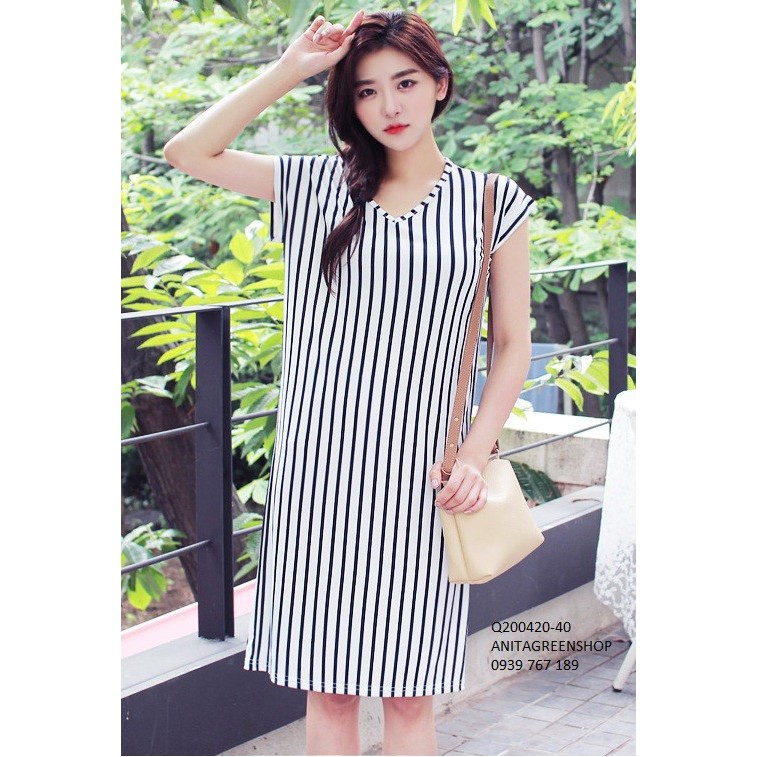 Q200420 ĐẦM SUÔNG SỌC CỔ TIM