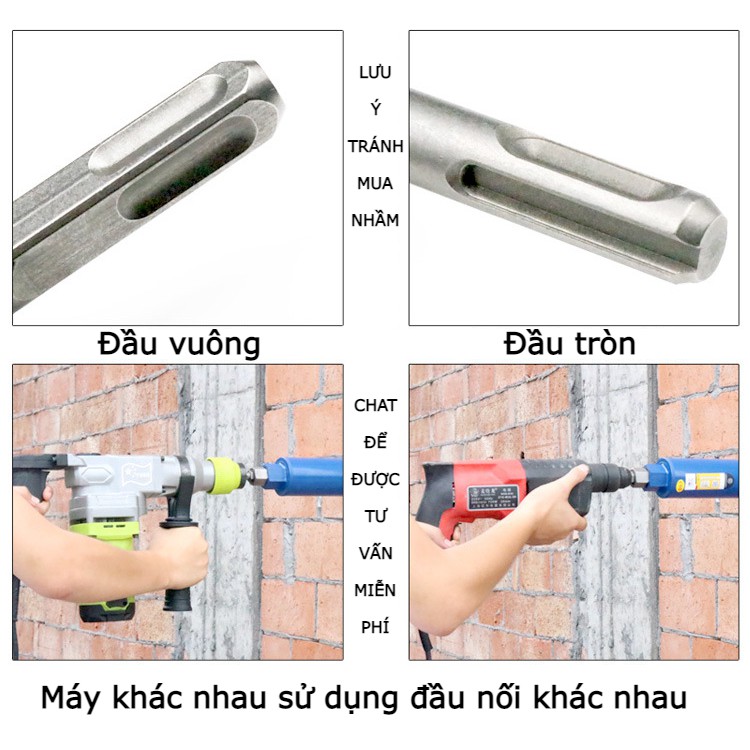 Bộ đầu chuyển đổi máy khoan bê tông đầu gài sang khoan rút lõi