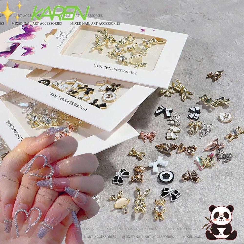 KAREN 1 Bag New Aurora Metal Love Bear Nail Art Decorations Japanese Style Bow Chain Alloy Nail Accessories Butterfly