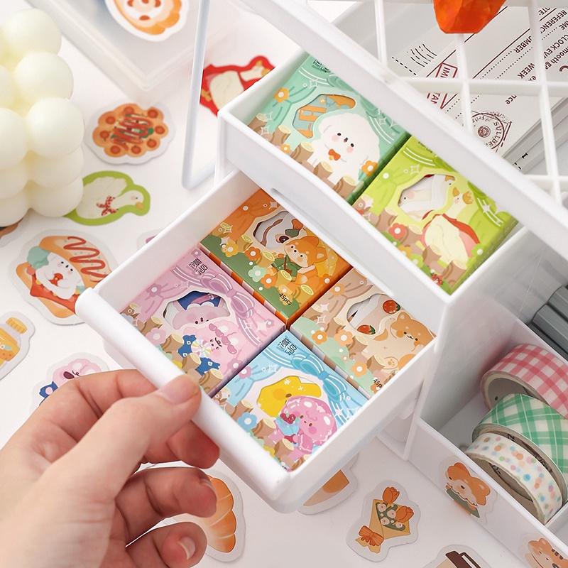 ❤️Hộp 45 Miếng/Hộp ❤️Sticker Dán Trang Trí Nhật Ký Hình Hoạt Hình Đáng Yêu