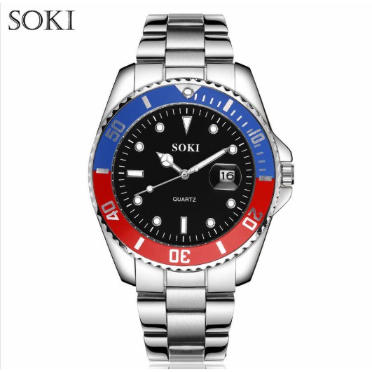 ĐỒNG HỒ NAM DÂY KIM LOẠI SOKI D268 CÓ LỊCH PHONG CÁCH DOANH NHÂN | BigBuy360 - bigbuy360.vn