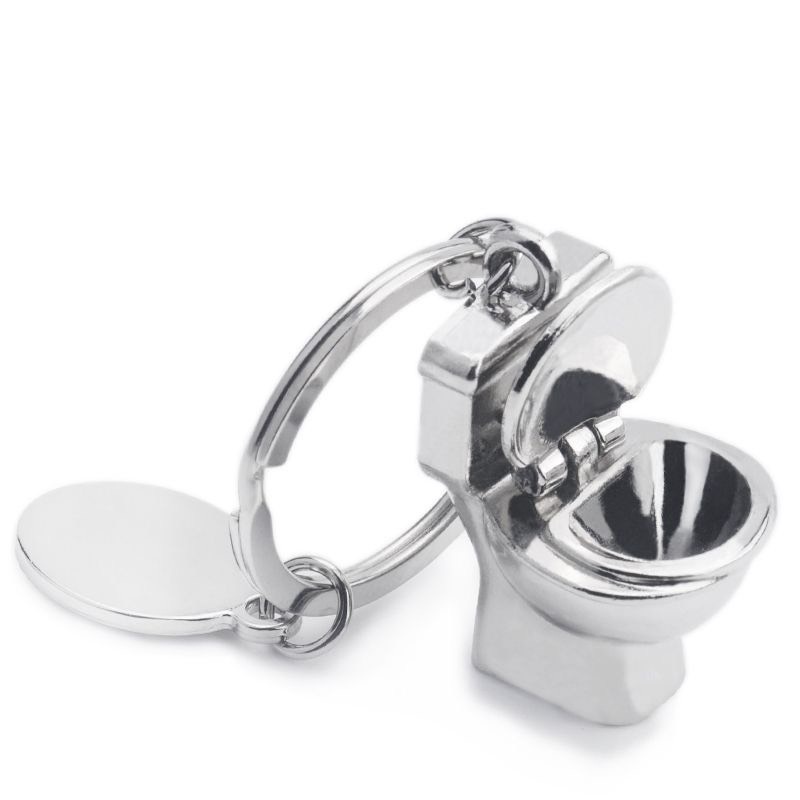 Móc Chìa Khóa Bồn Cầu Mini Kim Loại Đáng Yêu