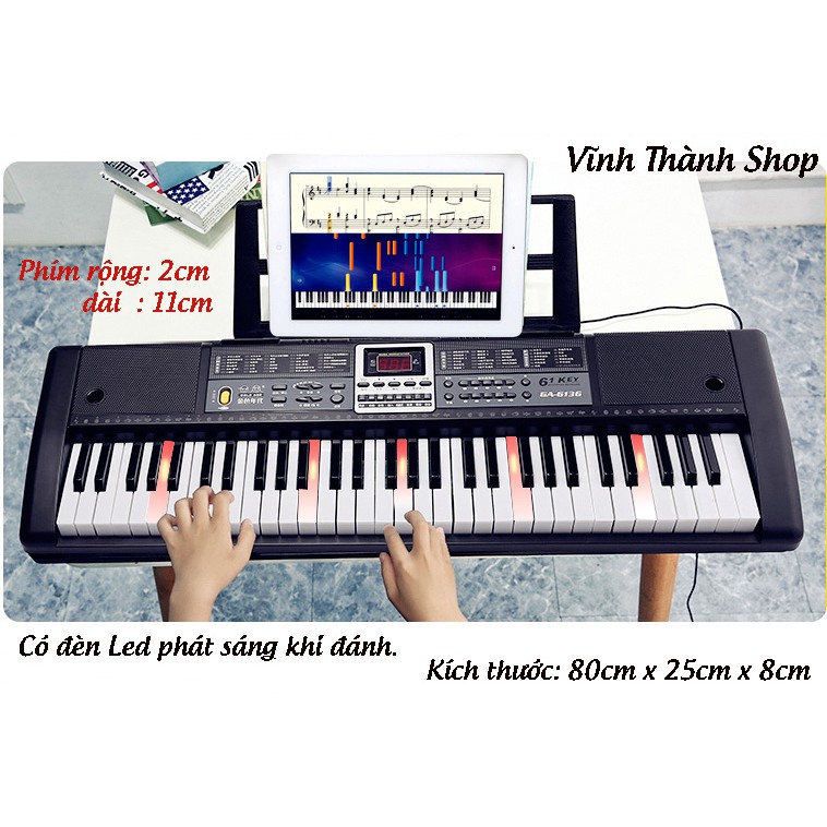 [ Ảnh Thật ] Đàn Piano Điện Đàn Organ Electronic Keyboard Đàn 61 phím có đèn Led cho người mới học đàn