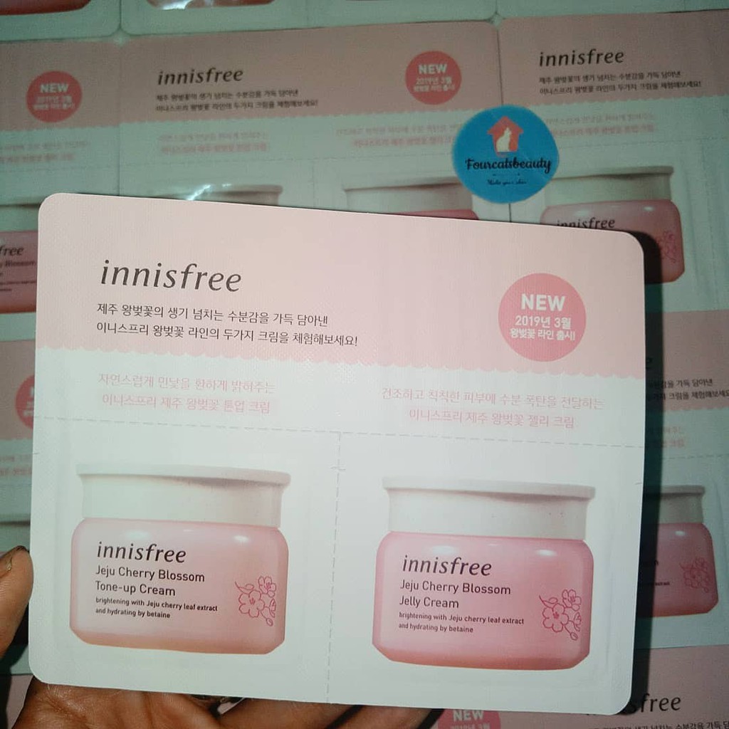 Sample 2ml Combo Dưỡng Trắng Nâng Tone Và Dưỡng Ẩm Jeju Cherry Blossom Tone-up cream và Jelly cream  to 2 in 1