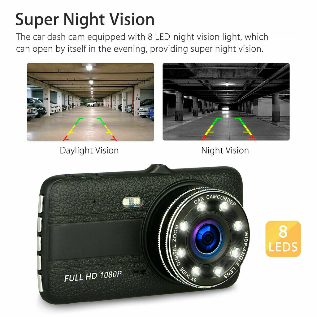 [Mã 267ELSALE hoàn 7% đơn 300K] Camera hanh trình ô tô Full HD ONTEK 8LED, Camera trước/ sau | WebRaoVat - webraovat.net.vn