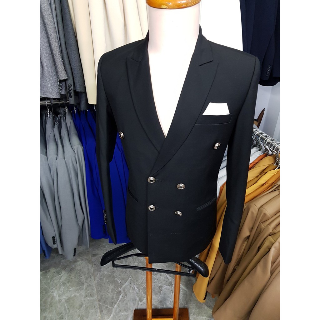 Áo vest nam ôm body mẫu 6 nút chất vải mềm mịn co giãn nhẹ màu đen