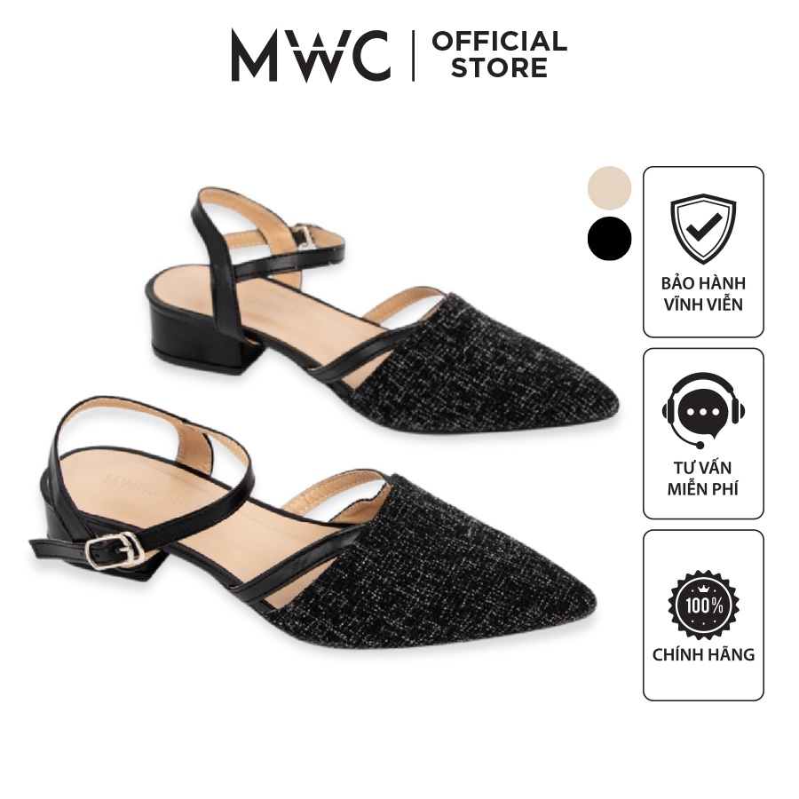 Giày MWC 3916 - Giày Sandal Cao Gót Đế Vuông 3CM Bít Mũi