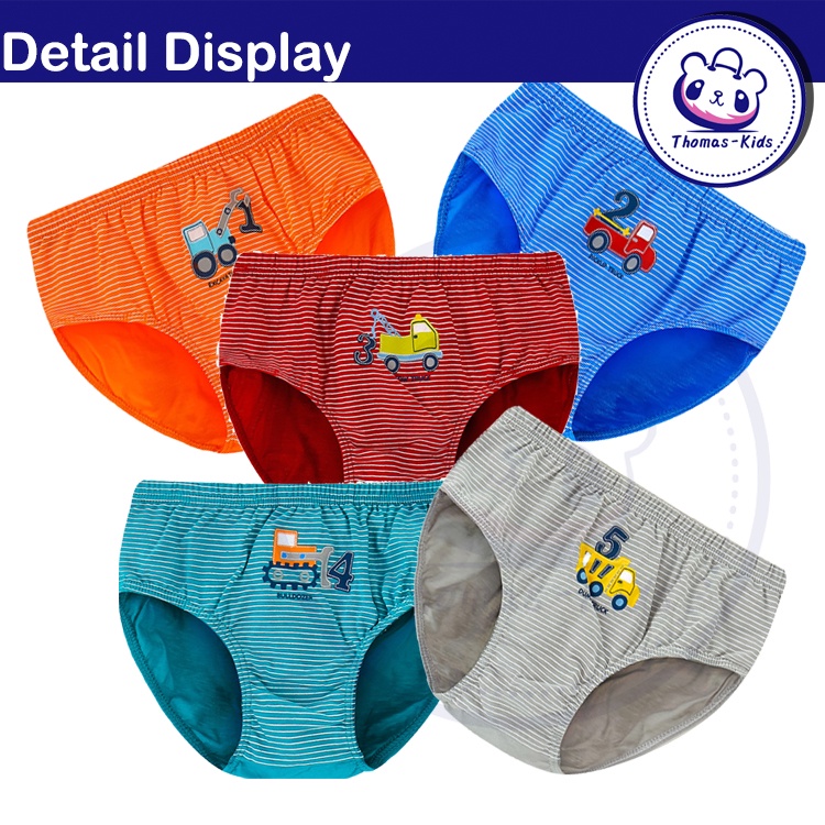 Set 5 Quần Lót Tam Giác In Hình Khủng Long Hoạt Hình Thời Trang Cho Bé Trai