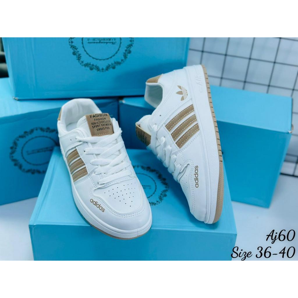 GIÀY BATA NỮ TRẮNG SỌC NĂNG ĐỘNG CHẤT DA KÈM BOX