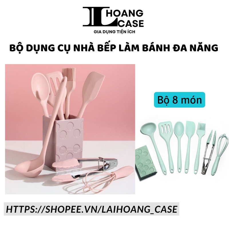 Bộ dụng cụ nhà bếp làm bánh đa năng 8 món có khay đựng cao cấp chịu nhiệt tốt