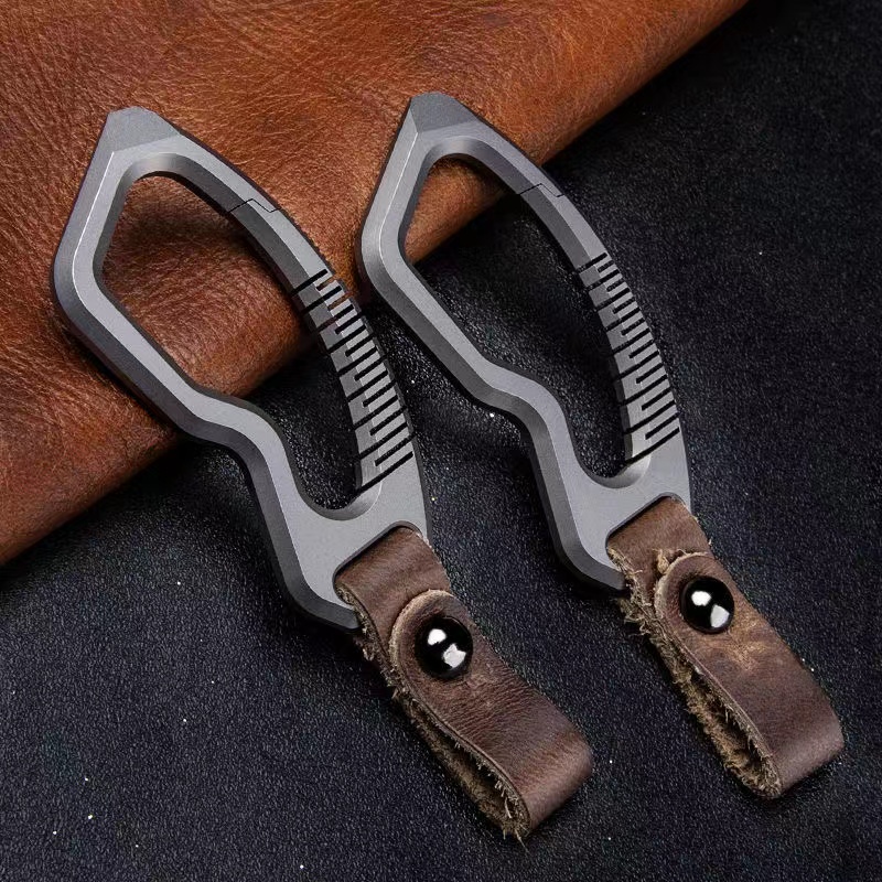 Móc Chìa Khóa Xe Hơi Bằng Hợp Kim Titan Với Thanh Quạ Đa Năng EDC
