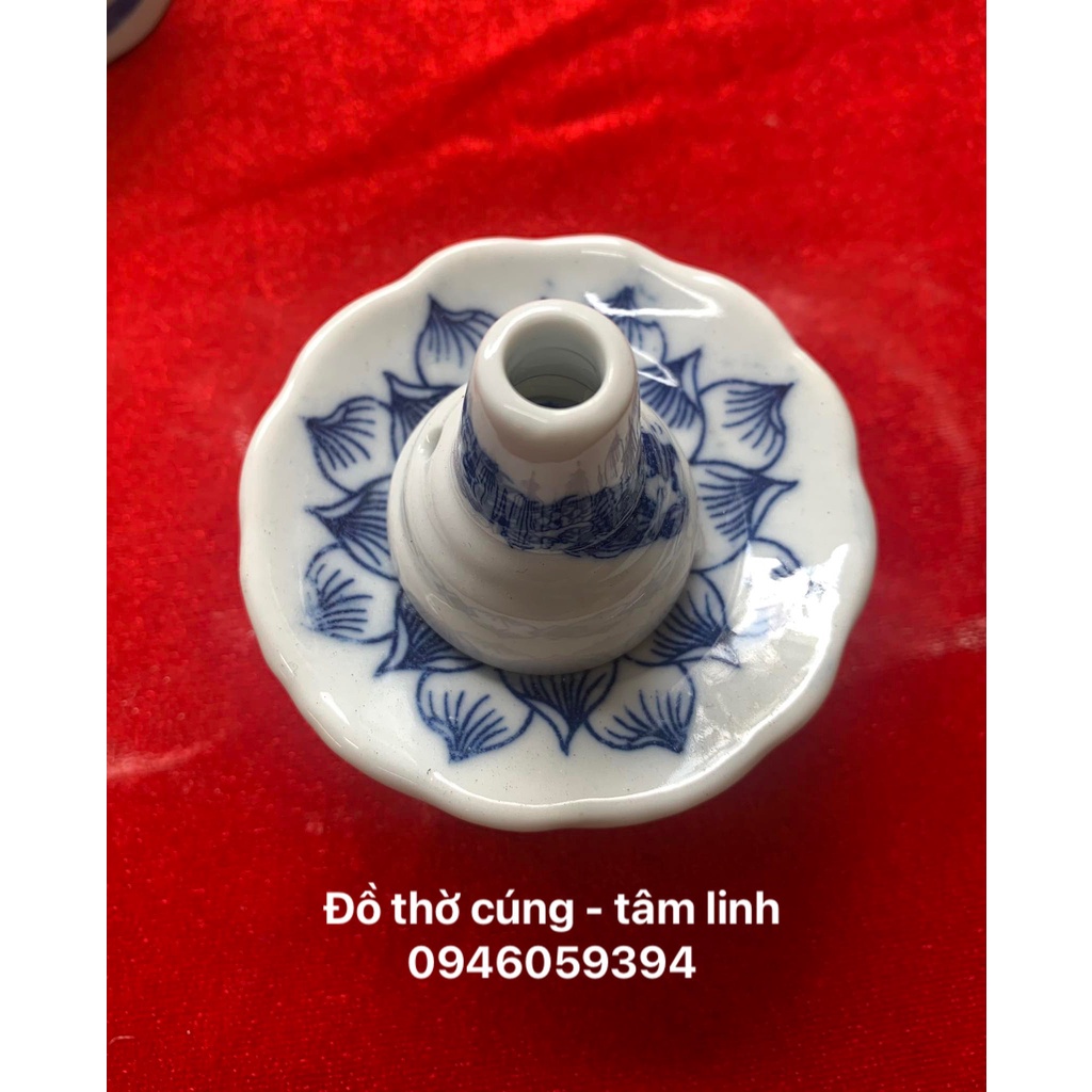 Chân/  đế cắm thuốc lá màu xanh lam ban thần tài, gia tiên