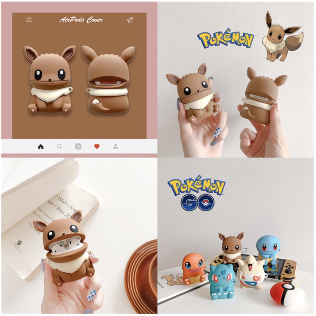 Airpods Case Pokemon Pikachu Eevee Squirtle Charmander Togepi Bulbasaur Apple Wireless Bluetooth Headset i11 i12 inpods