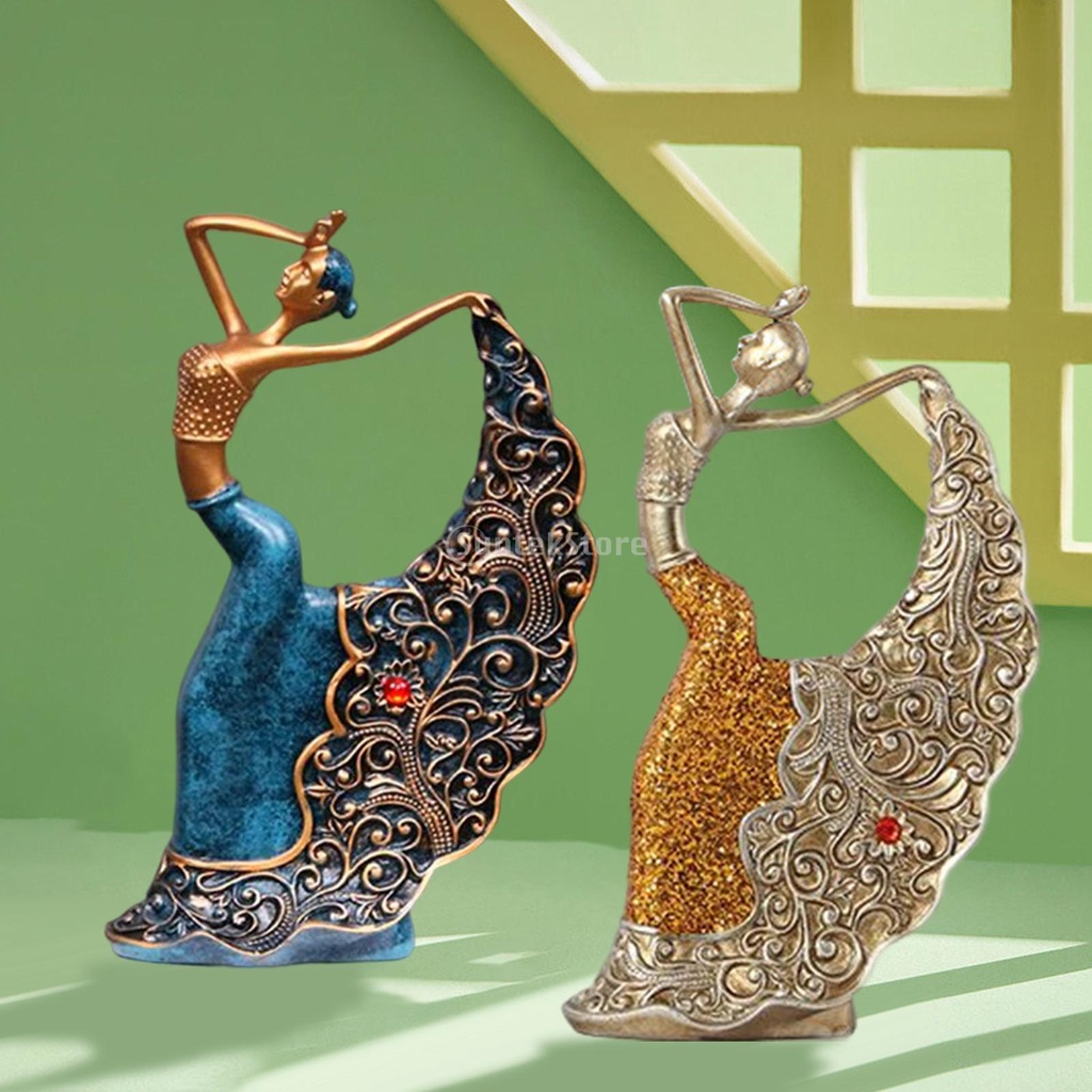 Mô Hình Con Công Nhảy Múa Bằng Nhựa Resin Màu Vàng Trang Trí Nhà Cửa