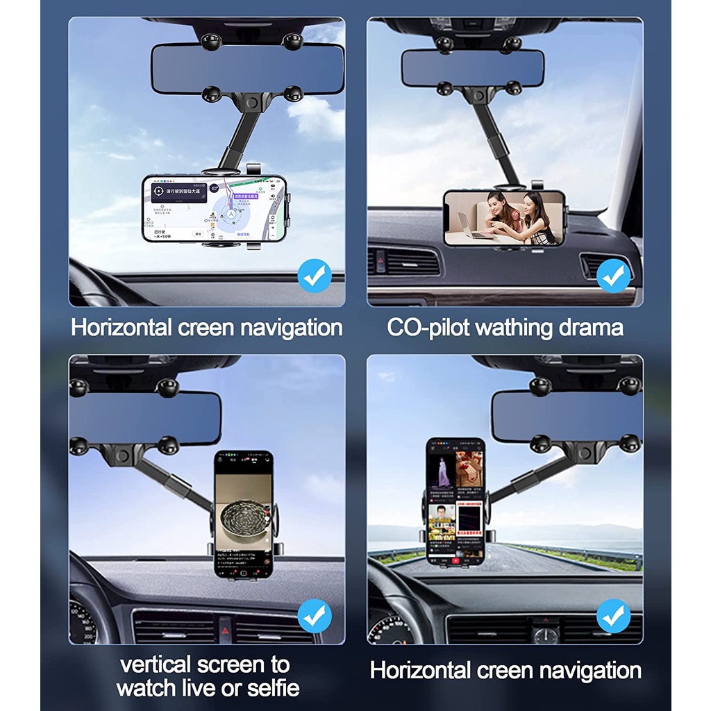 360 Mới° Giá Đỡ Điện Thoại/GPS Xoay Được Thông Dụng Cho Gương Chiếu Hậu Xe Hơi