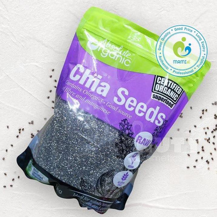 Hạt Chia hữu cơ (1kg) hỗ trợ làm đẹp, da mịn màng, khỏe mạnh cho mọi lứa tuổi Absolute Organic Chia Seeds, Úc