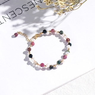 Vòng Tay Chuỗi Hạt Đá Tourmaline Tự Làm Phong Cách Hàn Quốc