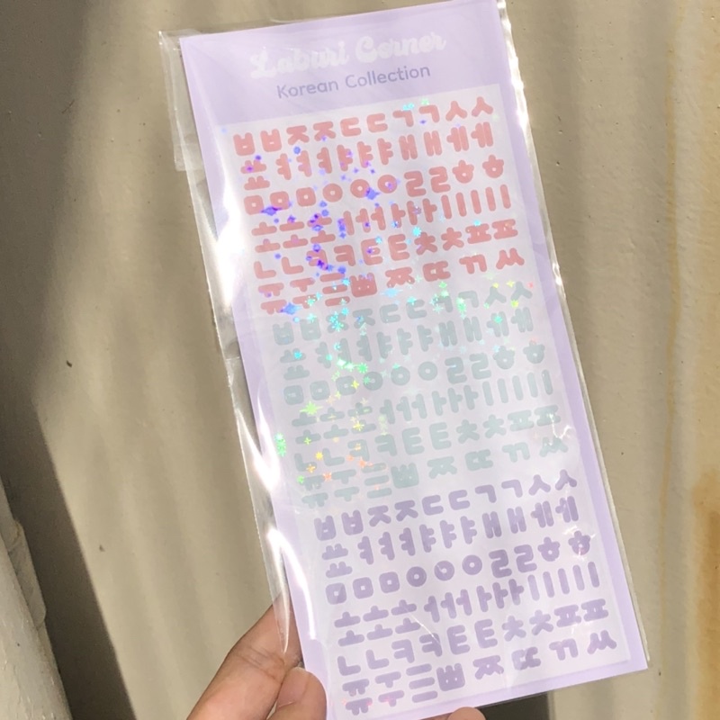 STICKER TIẾNG HÀN LẤP LÁNH  Sticker chữ cái Tiếng Hàn 2 phân loại màu pastel