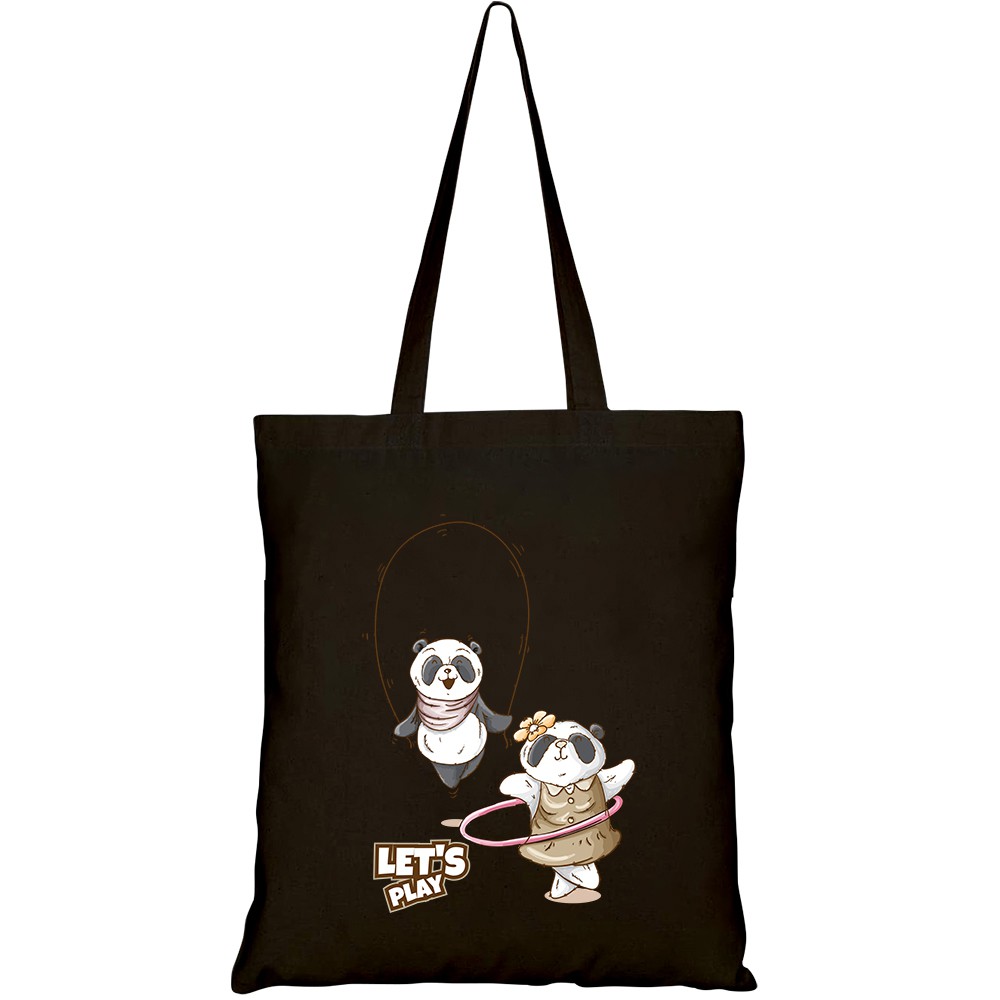 Túi vải tote canvas HTFashion in hình set cute panda pattern HT204