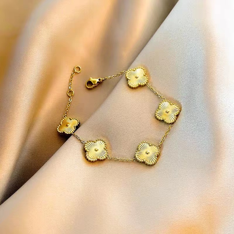 Vòng Tay Thép Titan Mạ Vàng 14K Thời Trang Hàn Quốc