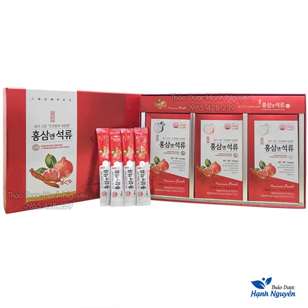 Nước hồng sâm lựu collagen Daedong Hàn Quốc (Hộp 30 gói) - Thảo Dược Hạnh Nguyên