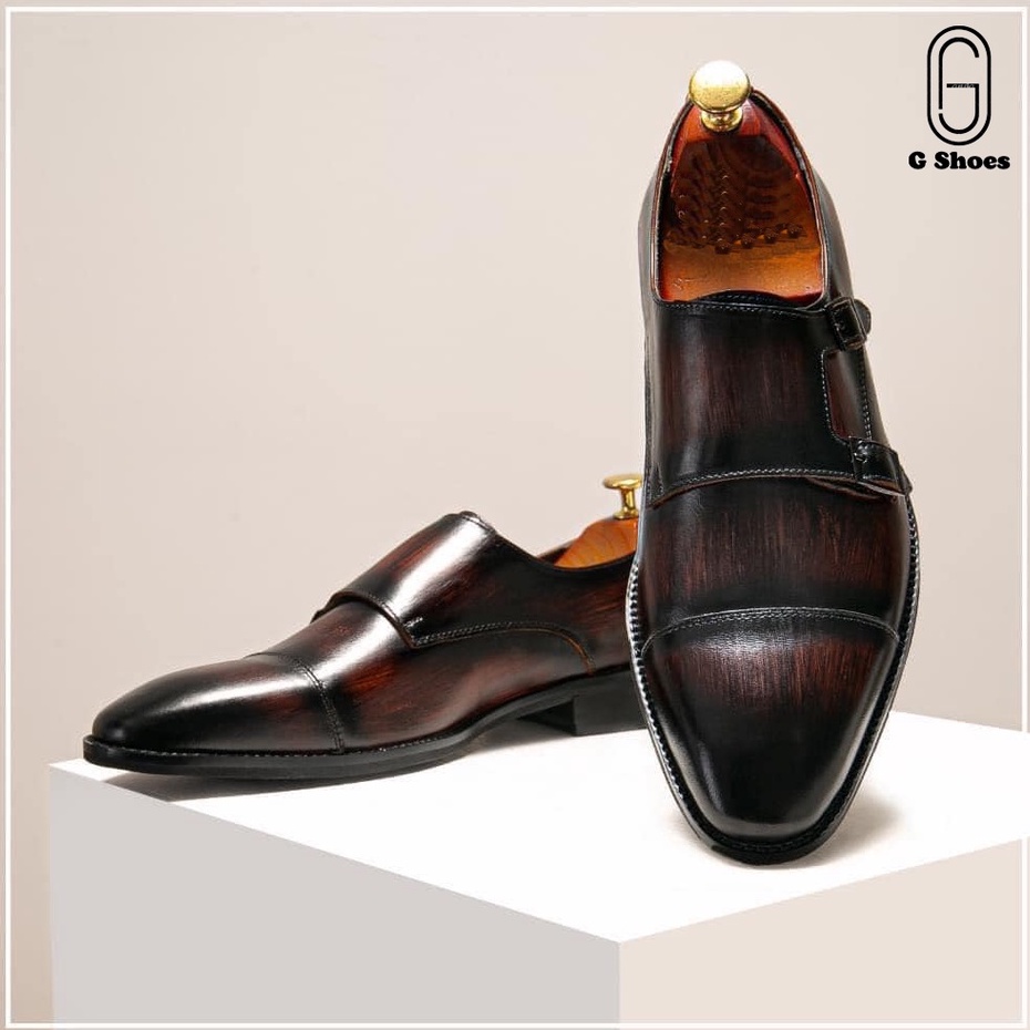 Giày tây nam công sở cao cấp đế phíp da bò thật bảo hành 1 năm kiểu dáng Double Monkstrap - Mã T157