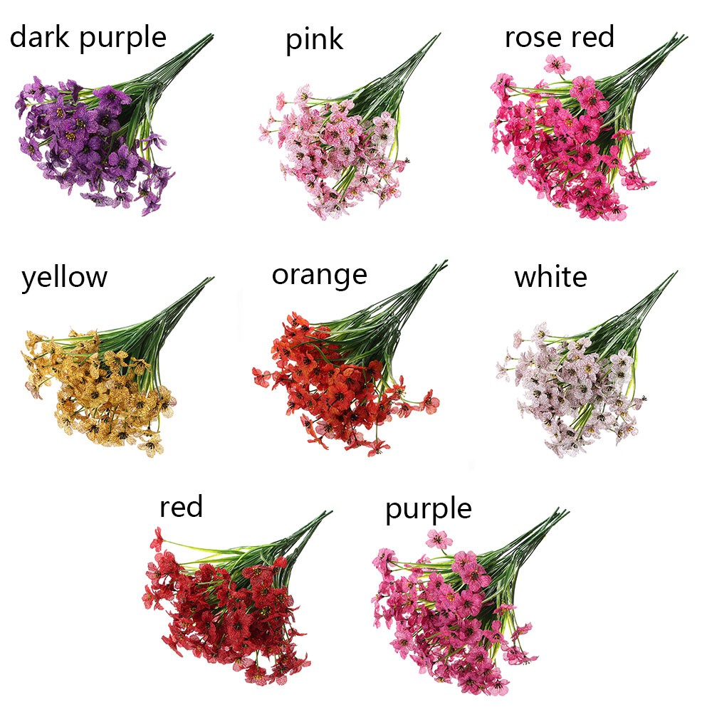 ☆YOLA☆ 5 Bundles Beautiful Artificial Flower UV Resistant Floral Bouquets Violet Vivid Home Decor Garden Porch Wedding Supplies No Fade Faux Fake Plant/Multicolor