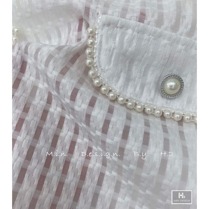 Sét áo cổ tàu đính ngọc + chân váy