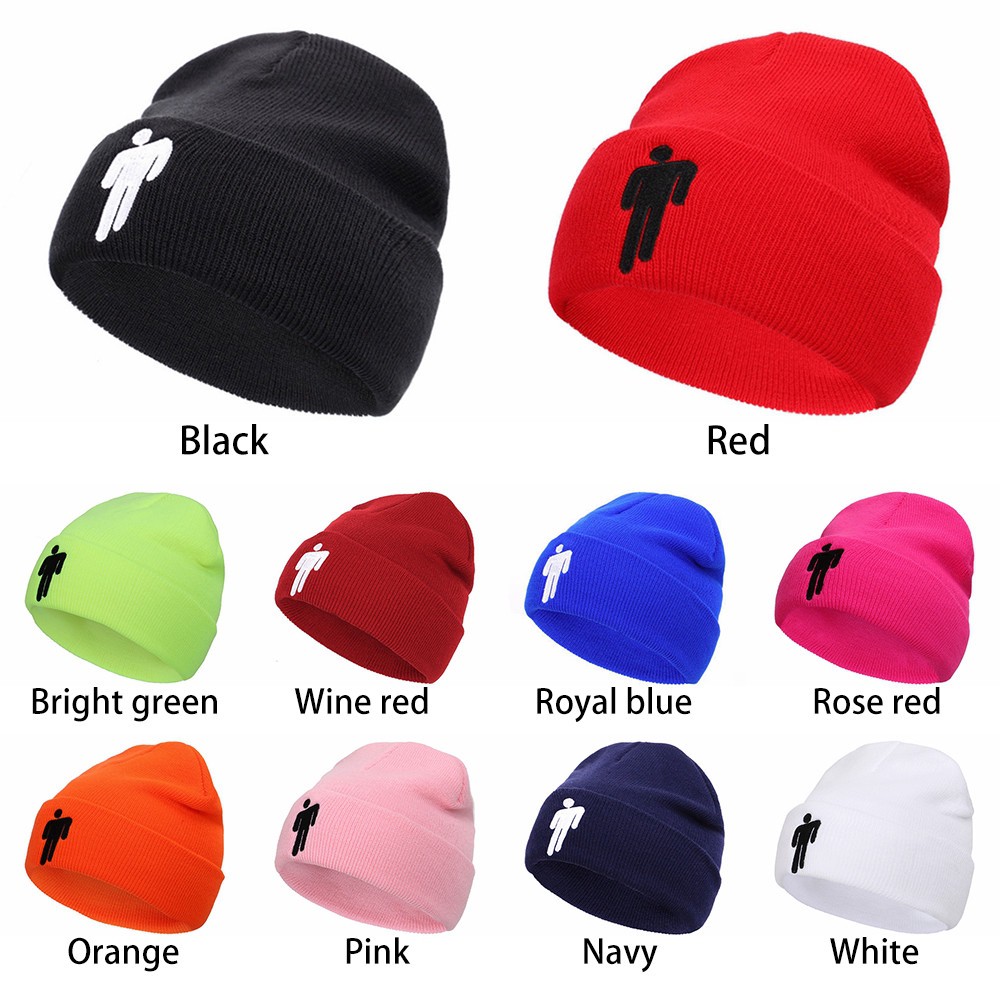 Mũ beanie màu trơn dạng thêu in hình phong cách hip hop
